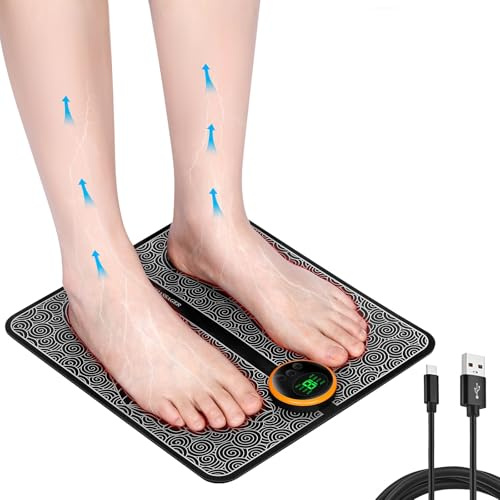EMS Massaggiatore per Piedi, Massaggiante Plantare Elettrico Pieghevole e Portatile con 8 Modalità e 19 Livelli di Intensità, per Circolazione Sanguigna e il Sollievo dal Dolore Muscolare