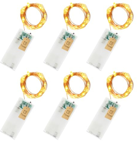 LED Lichterkette Batterie mit Timer, 6er Pack 3M 30LEDs Micro Kupferdraht Lichterkette Innen Batteriebetrieben, Lichterketten Dekoration für Party, Garten, Weihnachten, Hochzeit (Warmweiß)