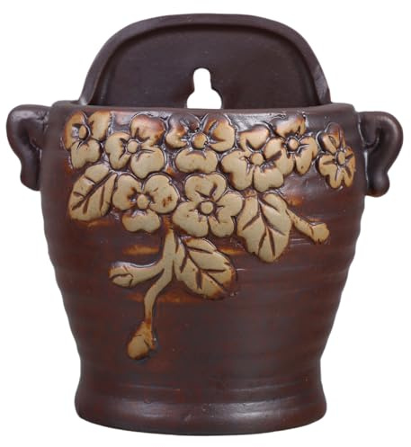UPKOCH Vintage Keramik Wandpflanzer Retro Hängender Sukkulenten Topf Dekorative Wanddekoration für Büro und Zuhause Einfach zu Montieren für Kleine Wände Blumentopf für Pflanzen und