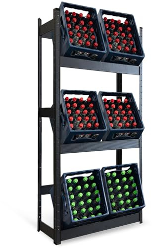 casa pura Scaffalatura per 6 casse – 200 x 80 x 30 cm – Scaffale per bibite, scaffale per bibite, portabottiglie, supporto per cassette (Osaka)