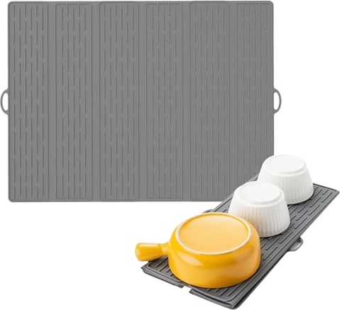 Alfombrilla Secaplatos Para Encimera - Alfombrilla Escurridor Secavajillas De Cocina,Base De Escurrido Plegable De Silicona Antideslizante Para Fregadero, Ollas, Sartenes, Botellas, Tazas Y
