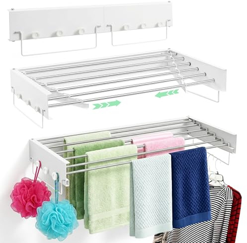 Wall Mount Clothes Drying Rack 28, Heavy Duty Foldable Design, Space Saving Laundry Solution For Small Spaces, Apartments & Homes, Wall Mounted Drying Racks For Laundry, Clothing Rack Wall Mount