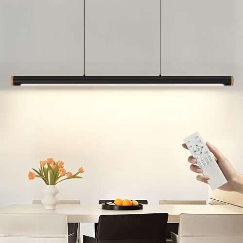 FANLG LED Pendelleuchte Esstisch 100cm/38W, Hängelampe Dimmbar 3000K-6000K | Lineare Pendelleuchte schwarz Hängelampe Esstisch Lampe hängend 150cm Höhenverstellbar Hängeleuchte für Esszimmer Küche