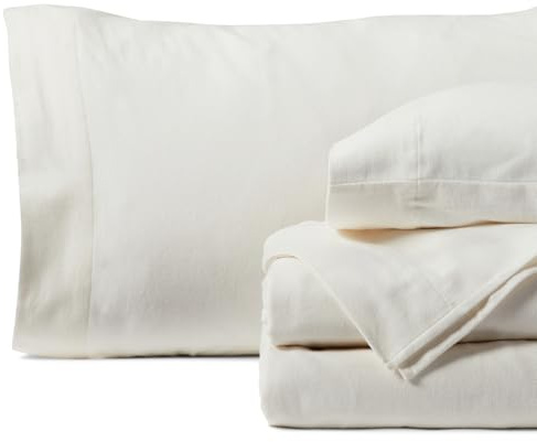 Springtree Home Luxury Portuguese Flannel Sheets | Queen Size Flannel Sheets | 100% Cotton | Ultra-Soft, Warm & Breathable Sheet Set | Deep Pocket, Durable & Cozy Winter Sheet Set | Winter White
