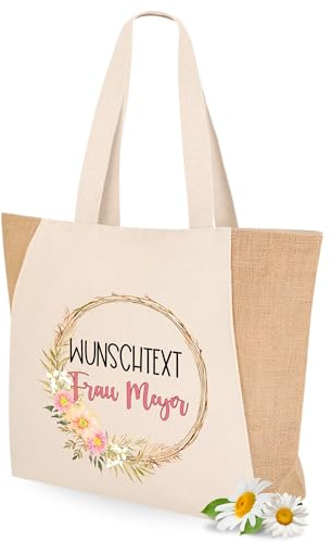 GRAZDesign Einkaufstasche Beste mit Namen personalisieret Geschenk zum Abschluss Taschen mit Reißverschluss Baumwolltasche Shopper XXL