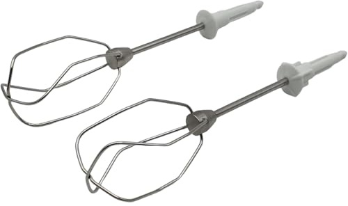 NaschLager Rührbesen-Set 2 Stück für Handmixer, kompatibel mit Bosch Siemens, Power Edition MQ955PE 450 W, rechts und links, Metallkupplung, Länge 208 mm, Ersatzteil-Nr. 00653471, Nachfolger 00659071