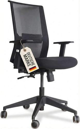 Colalu Start, Bürostuhl, für Einsteiger, Unternehmen, Start-Ups, viele ergonomische Funktionen, ergonomisch & kompakt, sehr einfache Bedienung, bis 125 kg belastbar, mit 2D-Armlehnen