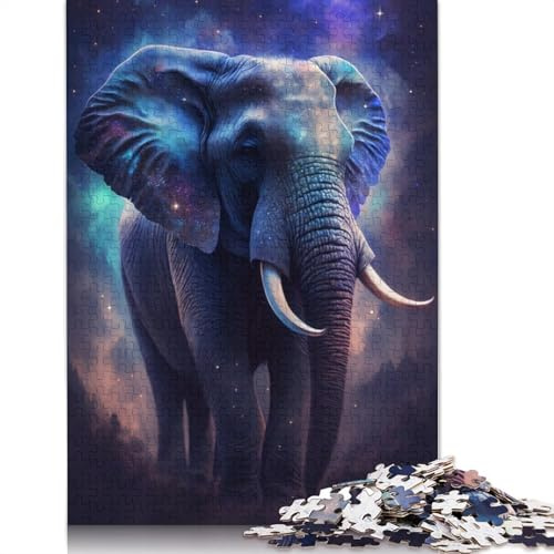 Wood Rectangular Jigsaw Puzzles for Adults 500 Pieces Galaxy Star Elephant Jigsaw Puzzles for Adults Birthday Gifts 500pcs (52x38cm)