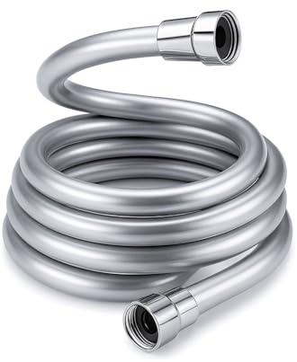 Flessibile Doccia Universale 180 cm Liscio in Acciaio Inox | Tubo Argento Antitorsione per Soffione e Miscelatore con Attacchi Standard 1/2” Girevoli ad Alta Resistenza