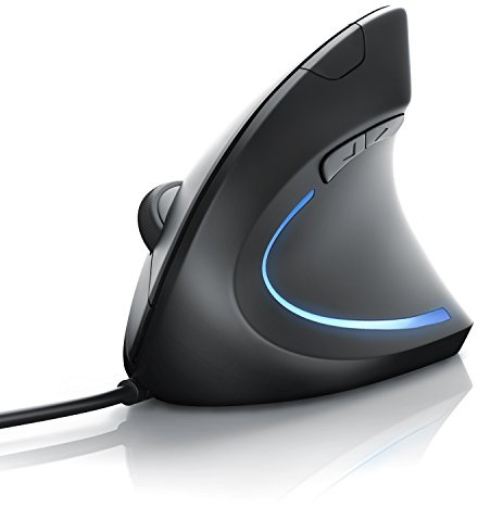 CSL - optische Maus kabelgebunden 6400 DPI - vertikale Ausführung - ergonomisches Design - Vorbeugung gegen Mausarm Tennisarm - besonders armschonend - 5 Tasten Schwarz