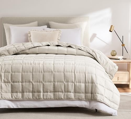 R.SHARE Colcha Verano Cama 90, Trigo 200x220cm Colcha Bouti Cama Primavera, Multiuso Cubrecama Ligera Acolchada para Cama o Sofá Suave y Transpirable, 100% Microfibra Edredón Verano Todo el Año