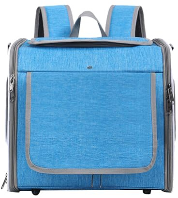 Fockety Cesta para Bicicleta para Perros, Mochila Extensible para Transportar Bicicletas para Perros, Plegable, 4 Puertas, 4 Ventanas de Malla, Mochila para Transportar Mascotas, Cesta (Blue)
