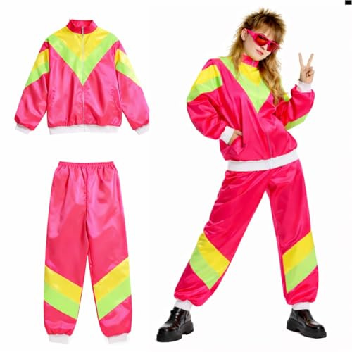 TK Gruppe Timo Klingler Trainingsanzug Outfit Overall - neon - 80er 90er Jahre für Retro Bad Taste Jogginganzug Herren & Damen - Fasching & Karneval