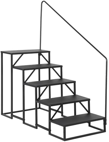 RV Step Ladder, 5 Step Ladder for RV, Hot Tub & Pool – Heavy Duty 660lbs Capacity with Handrail | Portable Outdoor Stairs for Camper, Travel Trailer, Porch, Mobile Home & Pet