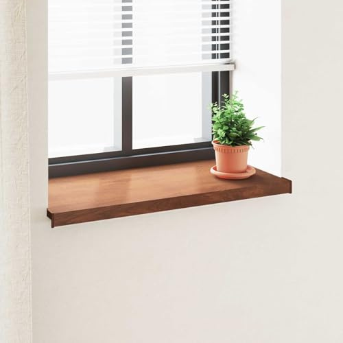 GeenYuu davanzale in legno marrone in PVC, 80 x 40 x 4,5 cm, impermeabile, per interni ed esterni, facile montaggio con colla, ritagliabile, ripiano stabile per finestre, piante decorative