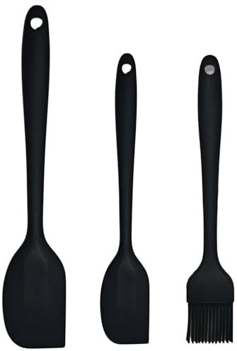 Silikon Teigschaber Set 3tlg mit Backpinsel, Küchenhelfer – YMAI | Flexibler Teigspachtel & Backpinsel Set. Kratzfrei, hitzebeständig bis 230°C, spülmaschinenfest.