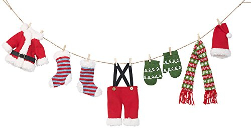 infactory Weihnachtsgirlande: Weihnachts-Deko-Girlande Weihnachtsmann-Wäscheleine, 140 cm (Weihnachtsmanngirlande, Weihnachtsgirlande Fenster, Weihnacht)