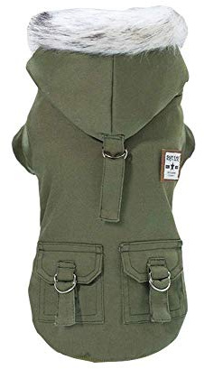 Vestiti per cani Cappotto ispessito Felpe con cappuccio Abbigliamento da lavoro Cane Uniforme militare Maglione dell'esercito Giacca di cotone per cani di piccola taglia Cane medio Gatto (verde,S)