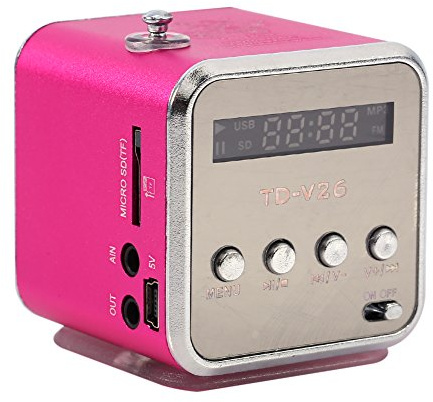 Zerone Digitaler Lautsprecher, Mini-Player, FM-Radio, Stereo, MP3-Player, MP4-Player, TF-Karte, USB, Disk, FM (Rosa)