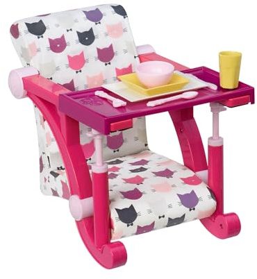 Our Generation - Silla con Clip Let's Hang - Impresión de un Gato - Accesorios para muñecas de 46 cm - Trona de Juguete - Asiento Elevador - Jugar a Simular - Niños de 3 años en adelante
