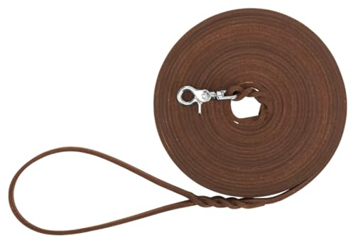 TRIXIE Schleppleine aus Leder Rustic Schleppleine Leder S – M, 10 m 8 mm in Dunkelbraun - Fettlederleine für Hunde im klassischen Design - für kleine bis große Hunde - 18970