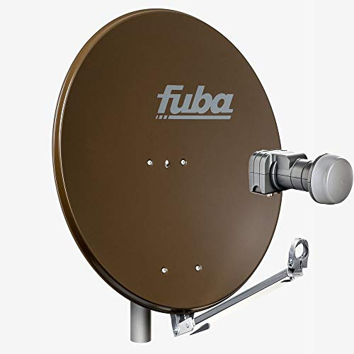 Fuba Satellitenschüssel Komplettset 2 Teilnehmer DAL 802 B - Sat Installation Mit Aluminium Satellitenschüssel 80 cm Braun + DEK 217 Twin LNB - HDTV, UHD (4K / 8K)