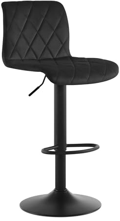 Lestarain Bar Stools Set of 2 Swivel Breakfast Kitchen Counter Barstools with Footrest and Back, Velvet Seat, Black