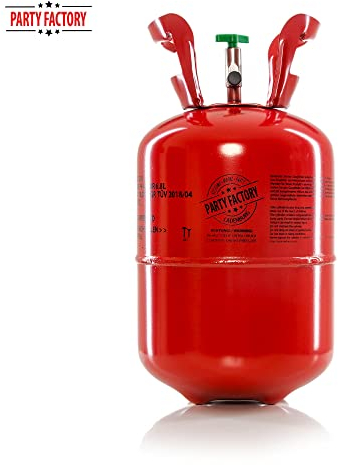 Party Factory – Bombola di gas a elio, 1 x 400 l, per circa 50 palloncini – Bombola di gas per palloncini in lattice, LED e pellicola – Bottiglie usa e getta con valvola di riempimento pieghevole