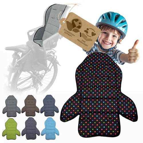 Ersatzbezug kompatibel mit Römer Kinderfahrradsitz – Weiches Ersatzpolster für Fahrradsitz Kinder – Sitzbezug, waschbar bei 30°C – Komfort Polster für Kinder Fahrradsitz MOD 3 (schwarz bunte Punkte)
