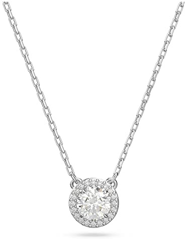 Swarovski Pendente Constella, Taglio tondo, Pavé, Bianco, Placcato rodio