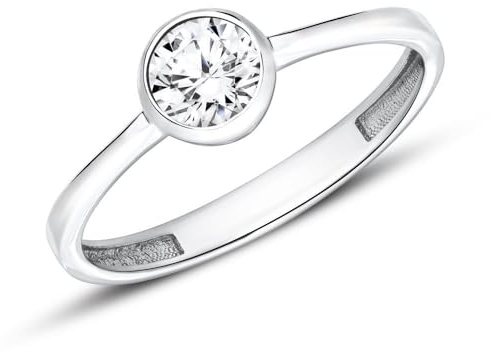 JEWLIX Solitärring aus 375er Weißgold mit Zirkonia