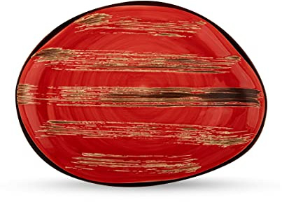 Wilmax - Assiette plate COLORBOOM - Design moderne - Résistante aux rayures - Forme en pierre - Lavable au lave-vaisselle - Pour la maison, restaurants - Idée cadeau - Dimensions : 33 x 24,5 cm