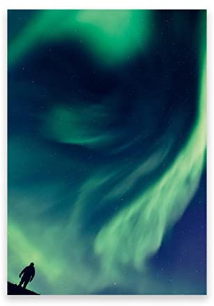 IKYE Moderne Natur Landschafts Bild. Norwegen Aurora Bild auf Leinwand. Leinwand-Wandkunst-Bilder für Wohnzimmer-Heimdekoration. 30 x 45 cm (11,8 x 17,7 Zoll), rahmenlos