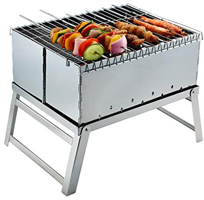 Barbecue à Charbon Pliable, Mini-Barbecue Portable en Acier Inoxydable, Barbecue de Table, fumoir extérieur pour la Cuisine, Le Camping, la randonnée, Les Pique-niques