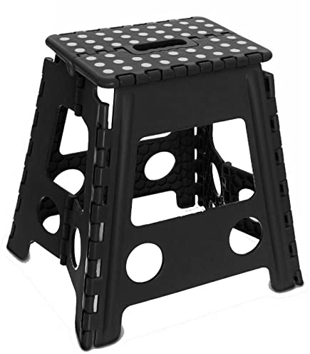 LARGE 150KG FOLDING STEP STOOL MULTI PURPOSE HEAVY DUTY HOME KITCHEN FOLDABLE UK (Black)