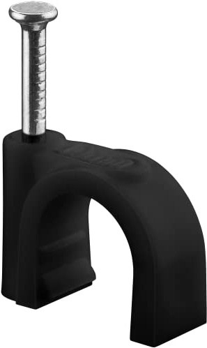 goobay 64683 Kabelschelle 100er Set / Kabelhalterung zur Kabel Befestigung bis zu 10mm Durchmesser / Kabelklemme mit Nagel für Wand, Türrahmen, Ecken und Aufputz / 100 Stück / Schwarz