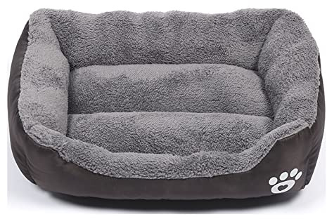 Camas rectangulares para perros pequeños, medianos y grandes, cama lavable para mascotas, color café, talla S