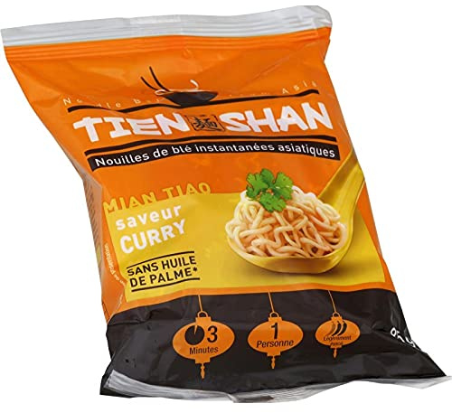TIEN SHAN - Nouilles instantanées saveur curry bleu - 85g - Cuisine asiatique facile et rapide - Prêt en 3 minutes - Idéal pour une pause déjeuner au bureau ou à la maison. - le Lot De 4