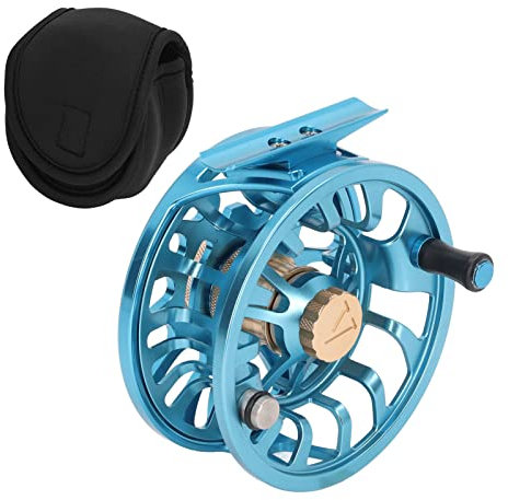 OUKENS Fliegenfischerrolle, Blau, 5/7 Bremssystem, Teil 3ATM, 90 Mm Außendurchmesser, Körper Und Spule aus CNC-gefräster Aluminiumlegierung, Als Geschenk Für Angelbegeisterte