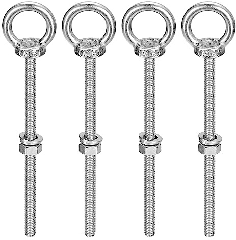 sourcing map Ringschraube, 4 Sets M6 x 100 mm Ringschraube mit Mutter Unterlegscheibe 304 Edelstahl Schulter Hebering Augenschraube zum Aufhängen von Gegenständen