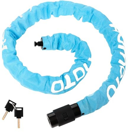 Fahrradschloss Hohe Sicherheit mit Schlüssel, 100cm Länge E Bike Schloss Bike lock Motorrad Kettenschloss 360° drehbarer Schlosskopf, Schloss für e scooter/e roller/ebike/kinder fahrrad etc (Hellblau)