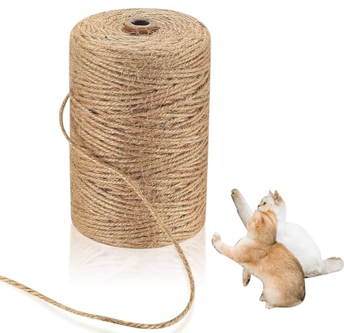 ZephyrCraft Corda in Juta Naturale Spessa 6 mm per Decorazioni e Fai da Te, 35M Corda di Canapa Resistente, Spago di Iuta Naturale per Artigianato, Arredamento, Gatto, Giardinaggio (6mm x 35M)