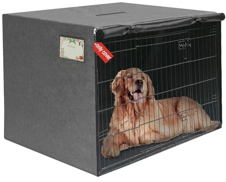 Hundekäfig Abdeckung, Abdeckung für Hundekäfige, Langlebiger Wasserdichter Winddicht Hundebox Abdeckung mit Doppeltür, für den innen und außenbereich(Nur Abdeckung,124 * 78 * 81cm(L*B*H))
