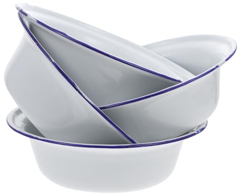 Amosfun Retro-Chinesisches Emaille-Schüssel-Becken-Set 4-Teilig Pasta-Nudel-Schüssel Emaille-Geschirr Salatschüssel Heiße Suppenschüssel Metall-Instant-Ramen- Rührei-Behälter