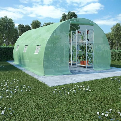 Iiaky Gewächshaus 13,5m² 450x300x200 cm Bio Green üBerwinterungszelt Deko-GewäChshaus