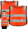 2 Pezzi Giubbotto di Sicurezza per Bambini, Gilet Catarifrangente Alta Visibilità per Bambini 3-13 Anni, Traspirante e Universale per Corsa, Ciclismo, Escursionismo e Gite Scolastiche (Arancione)
