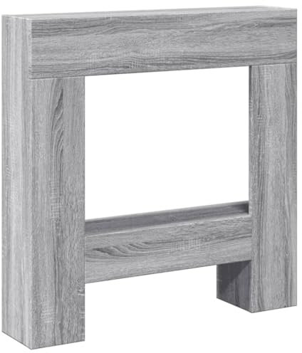 vidaXL Kaminumrandung, Dekorative Kaminkonsole, Kaminsims Dekokamin für Wohnzimmer, Kaminattrappe Kaminverkleidung, Grau Sonoma Holzwerkstoff