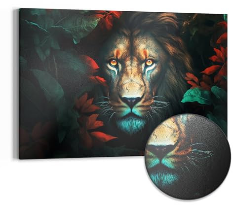 DEQORI Metall Magnettafel | 90x60 cm cm groß | Motiv Herbstliches Löwenporträt | Whiteboard für alle Magnete | Magnetboard Wand-Tafel für Küche & Büro | Design Magnetwand Pinnwand magnetisch