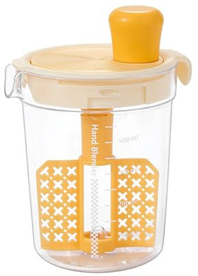 ZYHUI Manual Egg Mixture with Graduated Glass Mixing Cups with Scale Hand Shank Sauce Mixer Seasoning Hand Held Whisk Oil Bottle (Yellow)