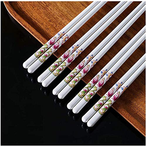 CSSQCSSUANB Palillos, Palillos Chinos Chopsticks Japanese Porcelain Chopsticks Gift Set5 Pairs Ceramics Reusable ChopsticksDishwasher Safe Easy to Clean Non-Slip High-Grade Bone Porcelain,E(I)